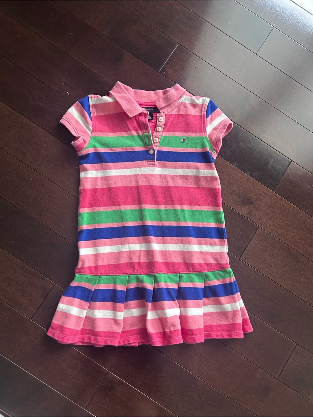 Tommy Hilfiger Girls' Pink Multi-Stripe Polo Dress (4T)